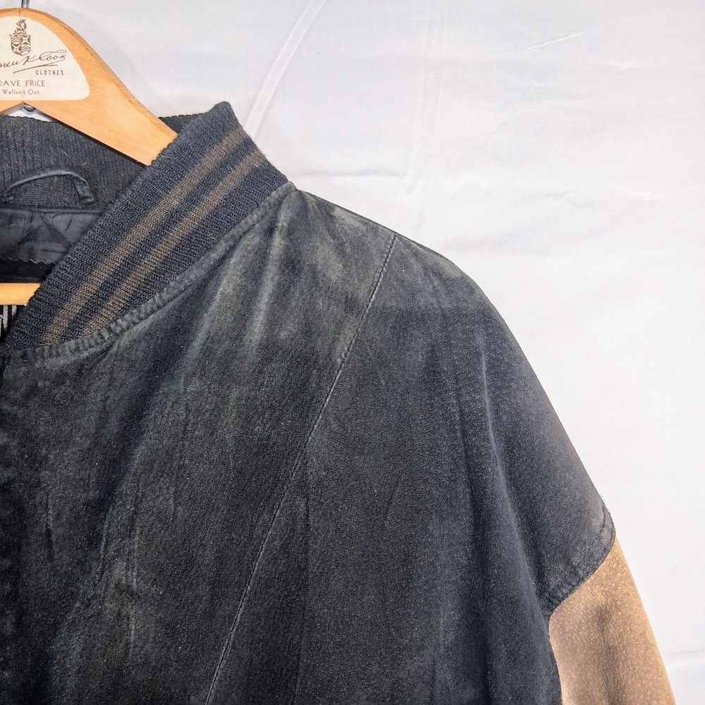 Goldway Men's L/G Suede Leather U2k Distressed Retro Barn Vintage Bomber Jacket - Picture 10 of 12
